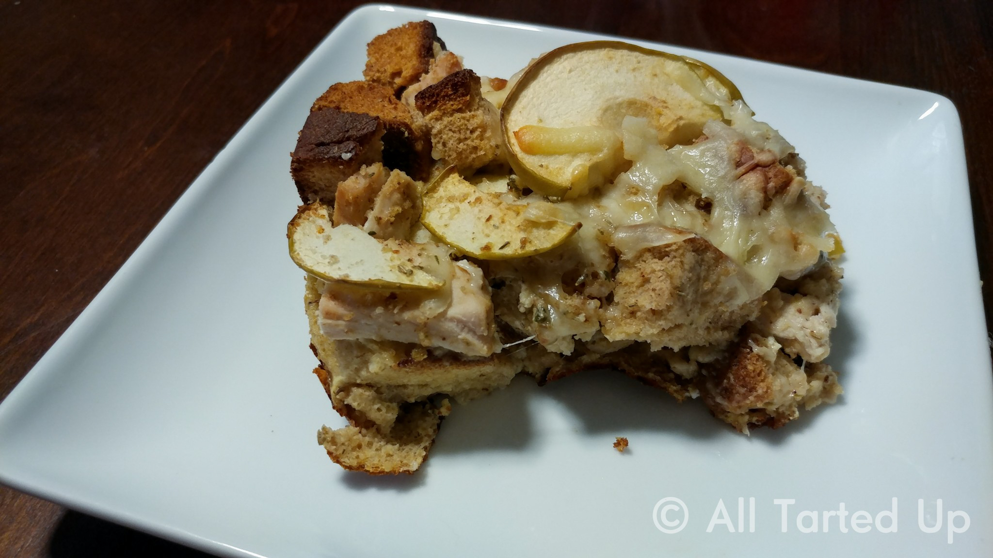 Turkey, Apple, and Gruyere Bread Pudding