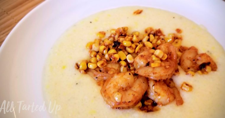 Shrimp and Grits with Fresh Corn and Gouda