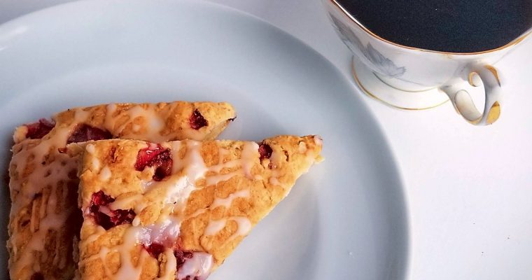 Strawberry Scones with Sweet Lemon Glaze