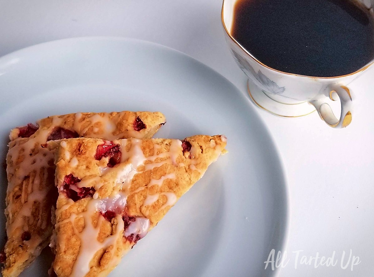 Strawberry Scones with Sweet Lemon Glaze