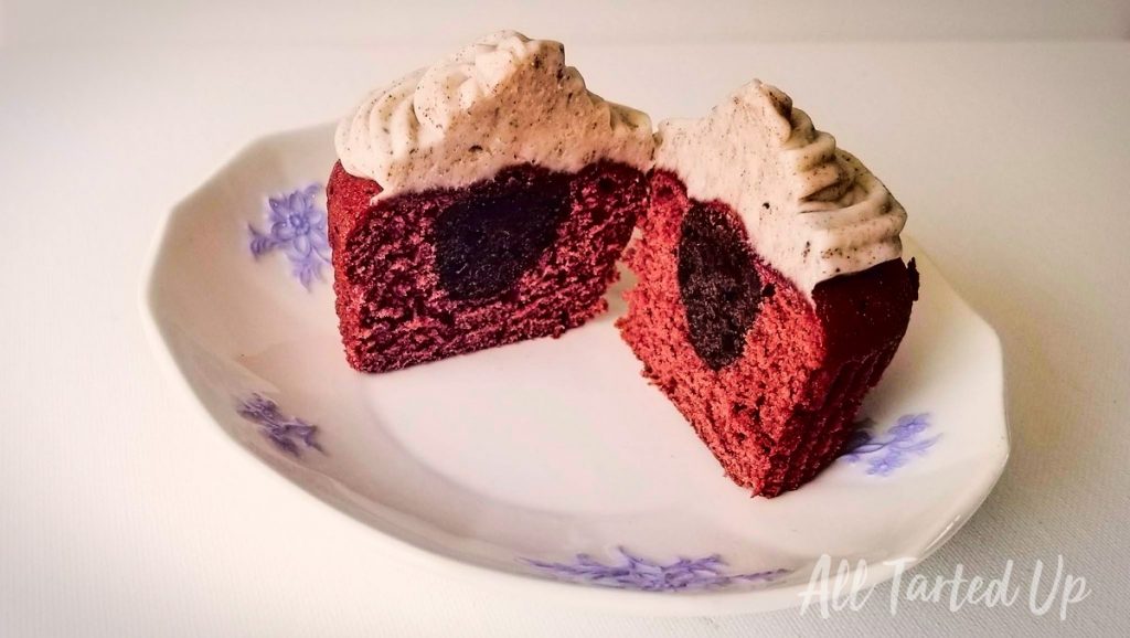Red Velvet Cupcakes with Cookies and Cream