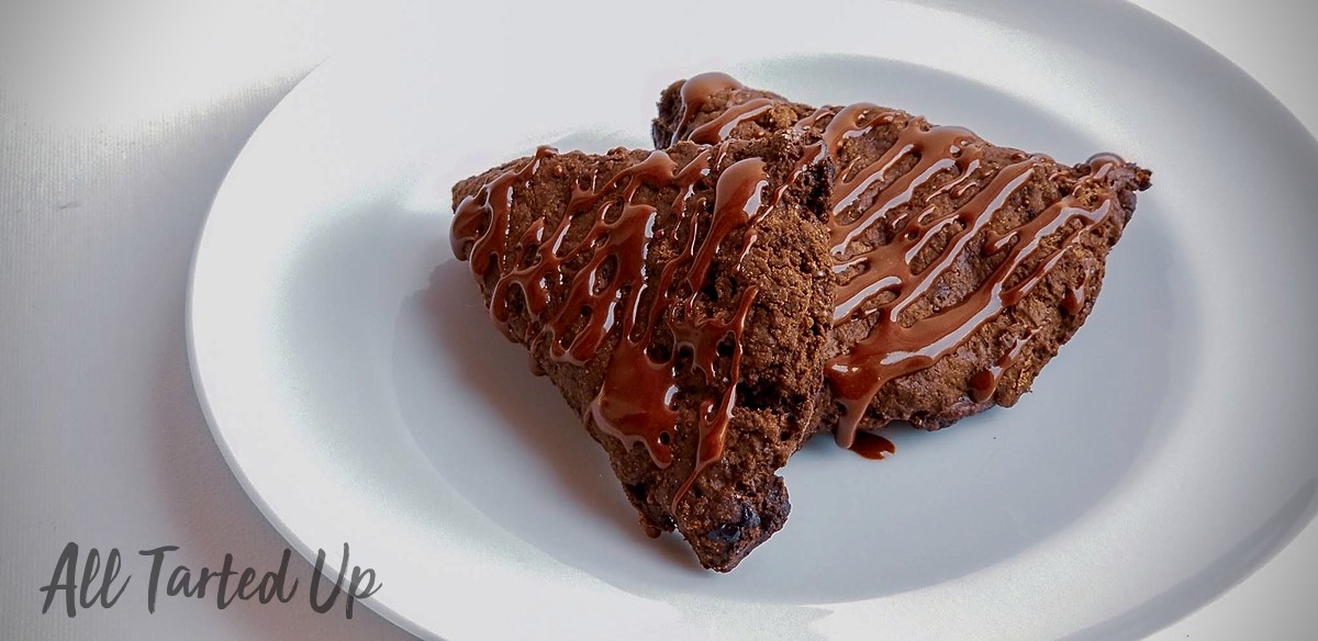 Chocolate Scones with chocolate chips and icing