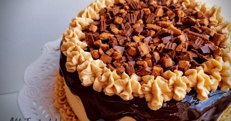 Dark Chocolate Cake with Peanut Buttery Buttercream