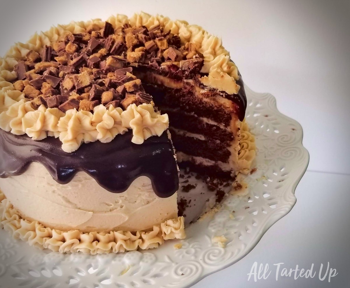 Dark Chocolate Peanut Buttery Buttercream Cake